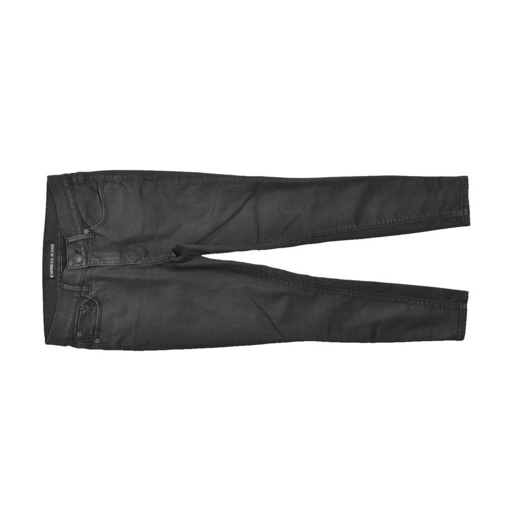 Express Jeans Womens Size 6R Ankle Mid Rise Black Coated Skinny Jeans Cotton